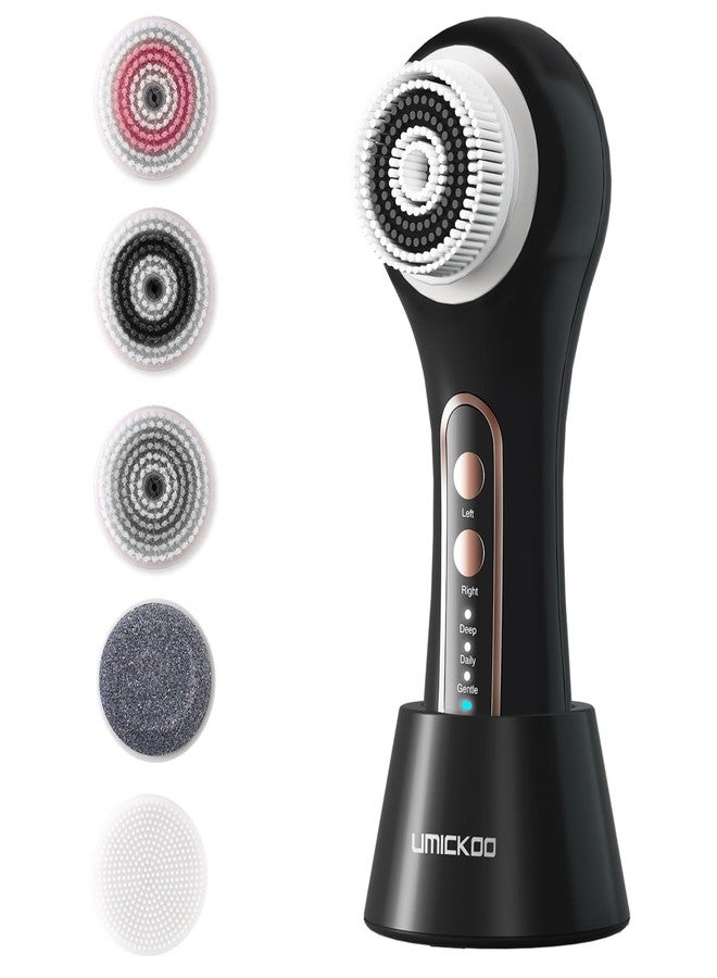UMICKOO Face Scrubber Exfoliator, Rechargeable Facial Cleansing Brush with 2-Way Rotation & 3 Modes, 30-Day Runtime, 5 Brush Heads for SPA-Level Care, IPX7 Waterproof, Deep Cleaning for All Skin Types - Image 1